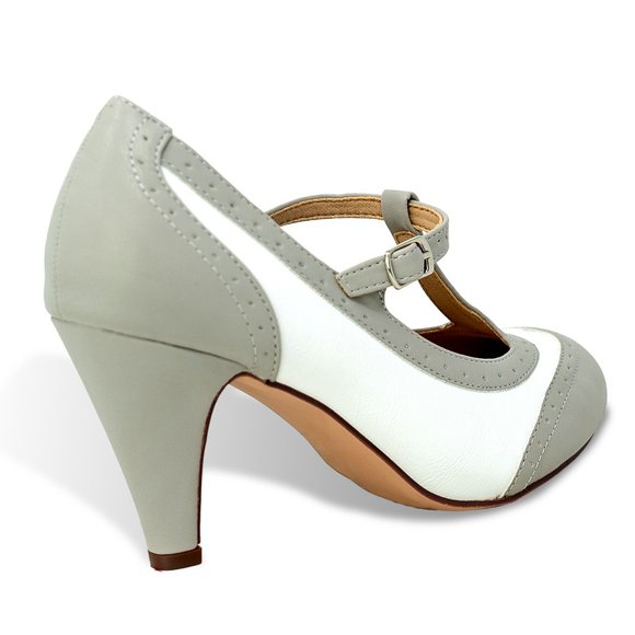 Chase & Chloe Mary Jane Oxford Pumps - Retro Round Toe Shoe with Ankle S… - Picture 3 of 4